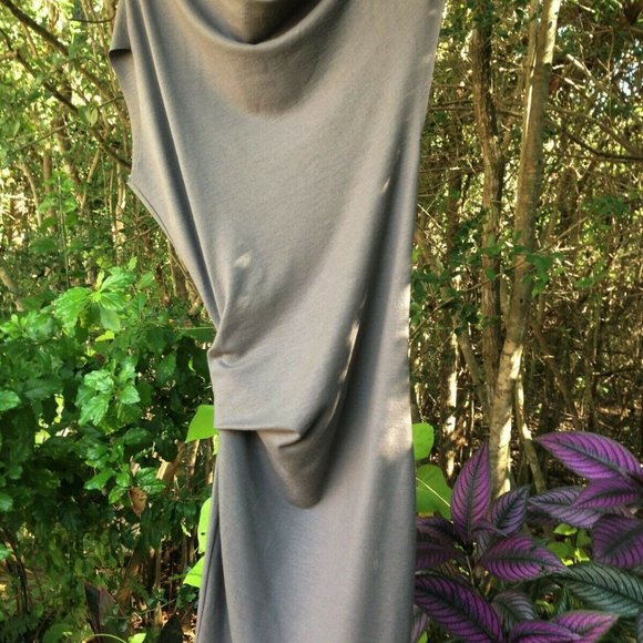 HELMUT LANG SONAR WOOL ASYMMETRICAL DRAPED BODY CON  DRESS  M - Picture 2 of 7